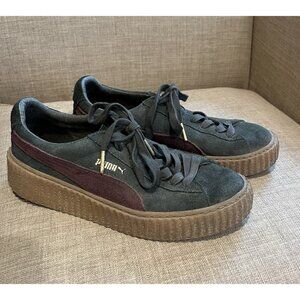Puma X Fenty Womens Size 8.5 Platform Tennis Shoes Sneakers Green Suede Rihanna